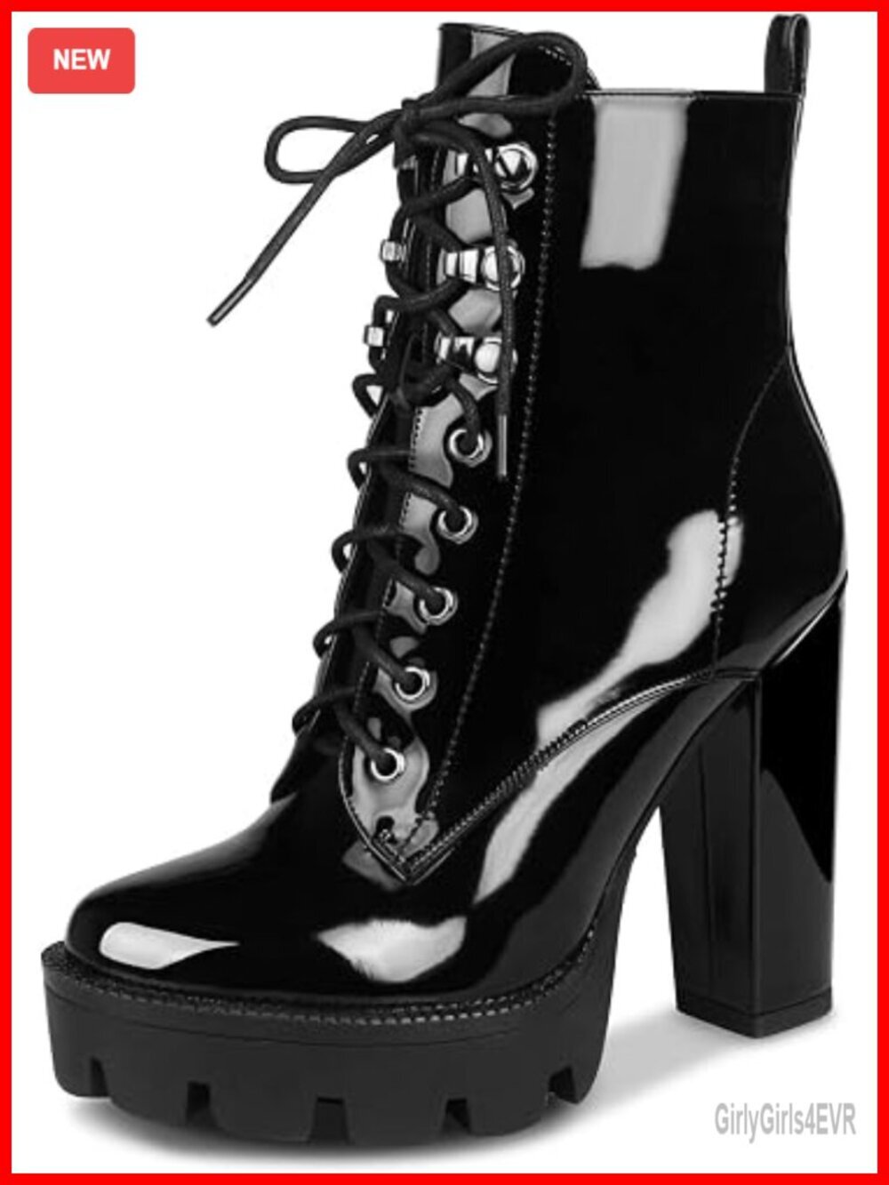 Heeled Combat Boots Chunky Heel Platform Ankle Booties Lace Up Zip